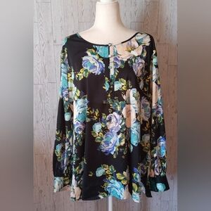 JM Collection Floral Blouse Long Sleeve Women's Size XXL